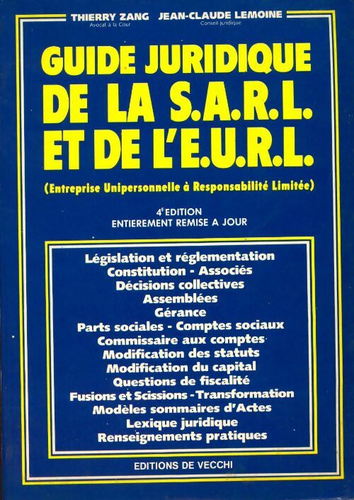 Guide juridique de la SARL et EURL - Collectif