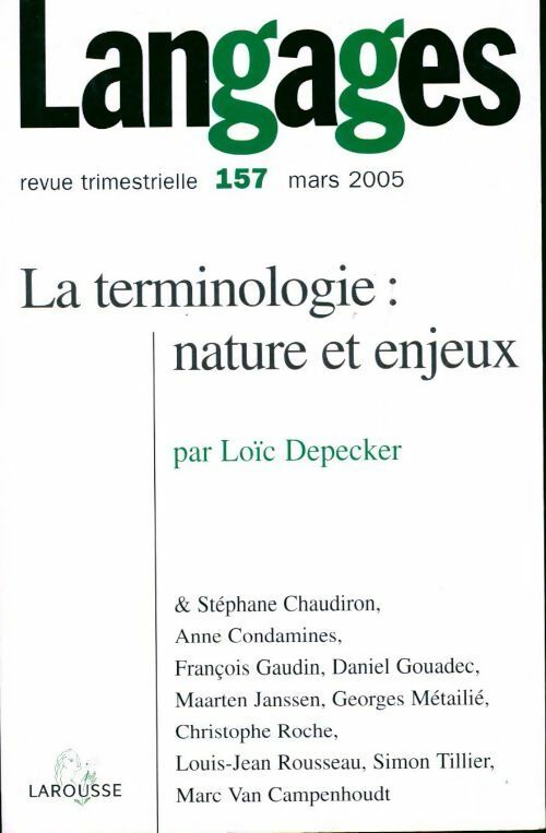 Langages n°157 : La terminologie : nature et enjeux - Collectif